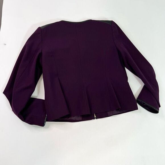 Calvin Klein Jacket Womens Size 14 Purple Front Zip Stretch Lined Blazer - Picture 12 of 12